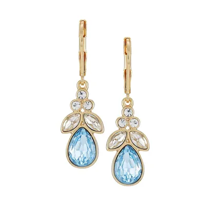 Blue For You Goldtone & Crystal Leverback Drop Earrings