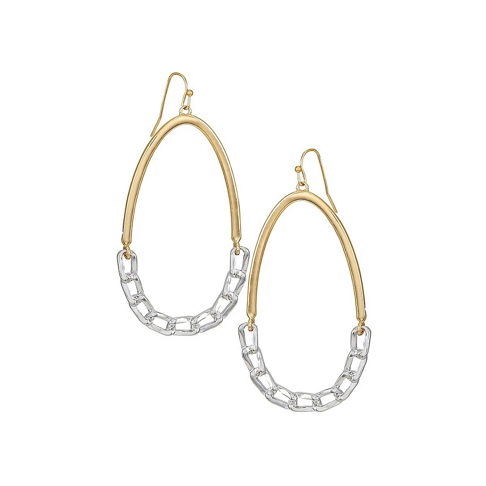 Two-Tone Teardrop Hoop Earrings