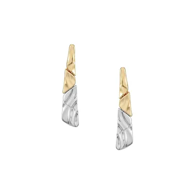 Two-Tone Textured Abstract Drop Earrings