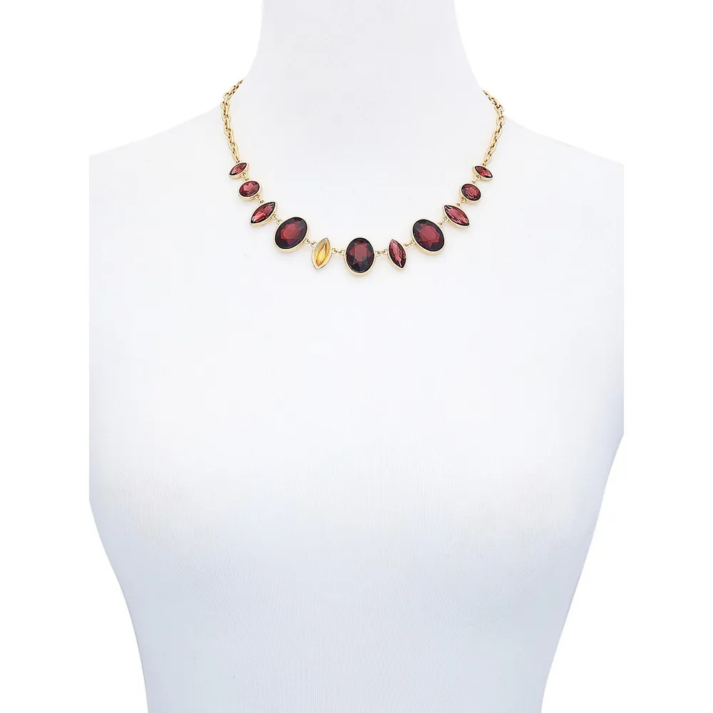 Raspberry Dazzle Goldtone And Amethyst Frontal Necklace