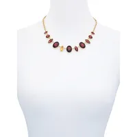 Raspberry Dazzle Goldtone And Amethyst Frontal Necklace