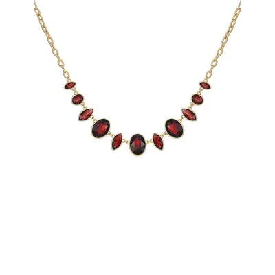 Raspberry Dazzle Goldtone And Amethyst Frontal Necklace
