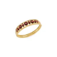 Raspberry Dazzle Goldtone And Amethyst Hinge Bangle Bracelet