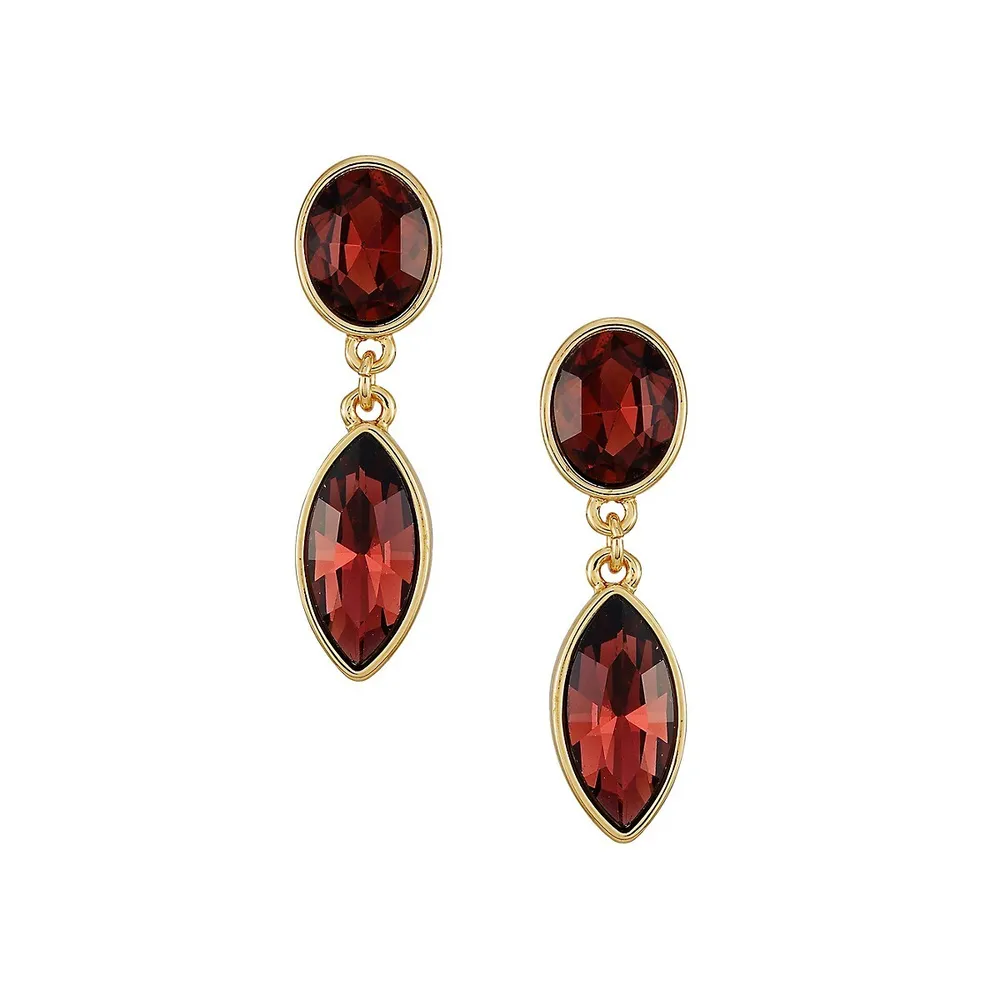 Raspberry Dazzle Goldtone And Stone Drop Earrings