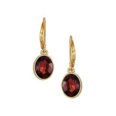 Raspberry Dazzle Goldtone And Stone Small Drop Earrings
