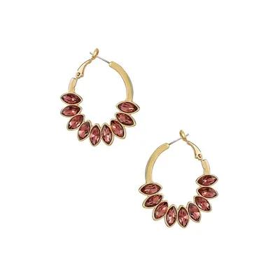 Raspberry Dazzle Goldtone Hoop Earrings