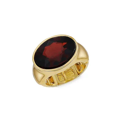 Raspberry Dazzle Goldtone And Stone East/West Stretch Ring