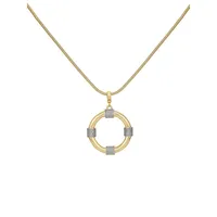 Two-Tone Snake Chain Circle Pendant Necklace