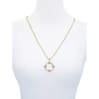 Two-Tone Snake Chain Circle Pendant Necklace