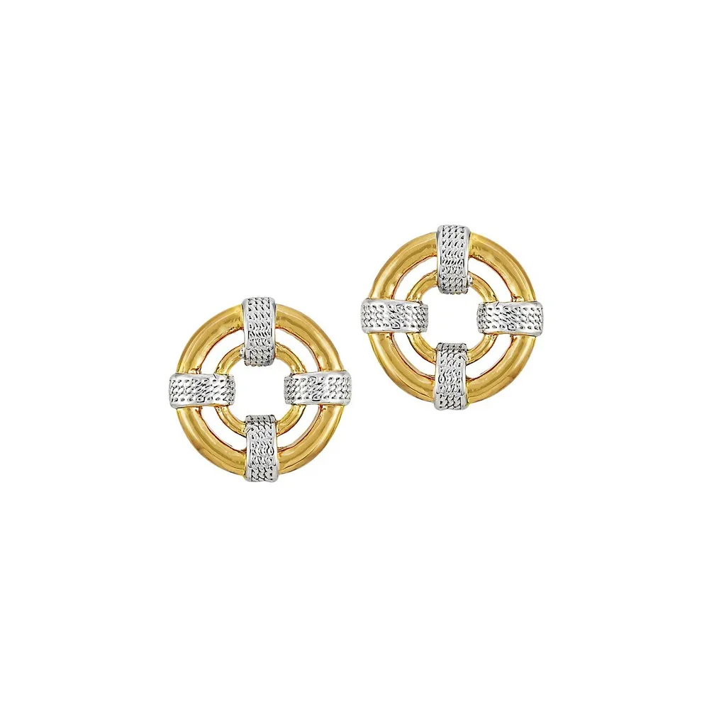 Two-Tone Button Stud Earrings