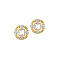 Two-Tone Button Stud Earrings