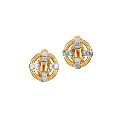 Essentials Two-Tone Button Clip-On Earrings