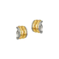 Two-Tone Ribbed Huggie Clip-On Earrings