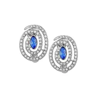 Silvertone & Glass Crystal Oval Clip-On Earrings
