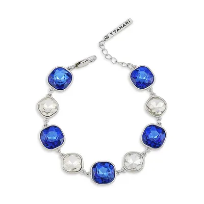 Sparkle In Blue Silvertone & Glass Crystal Station Bracelet