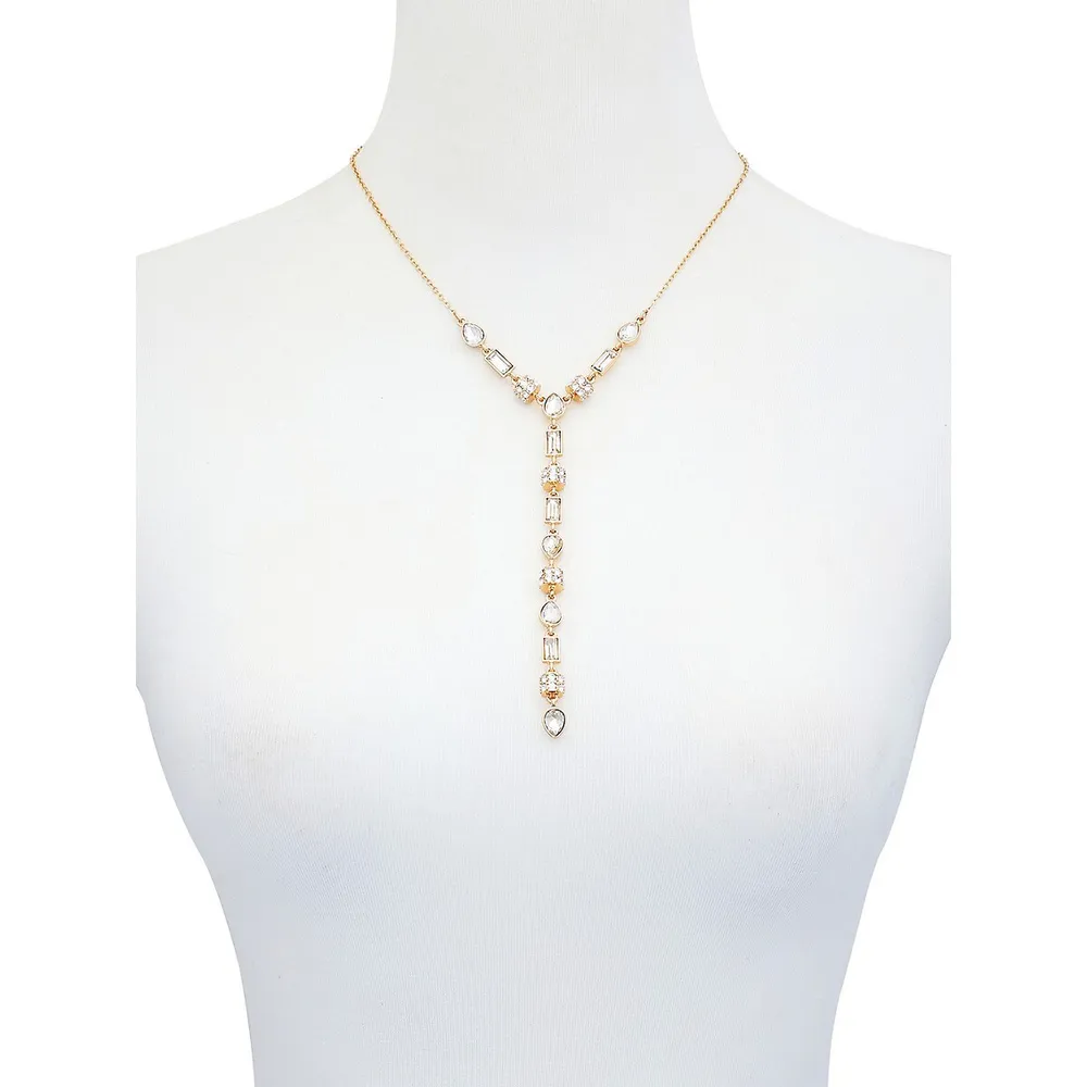 Modern Metals Goldtone and Faux Crystal Y-Necklace