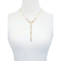 Modern Metals Goldtone and Faux Crystal Y-Necklace