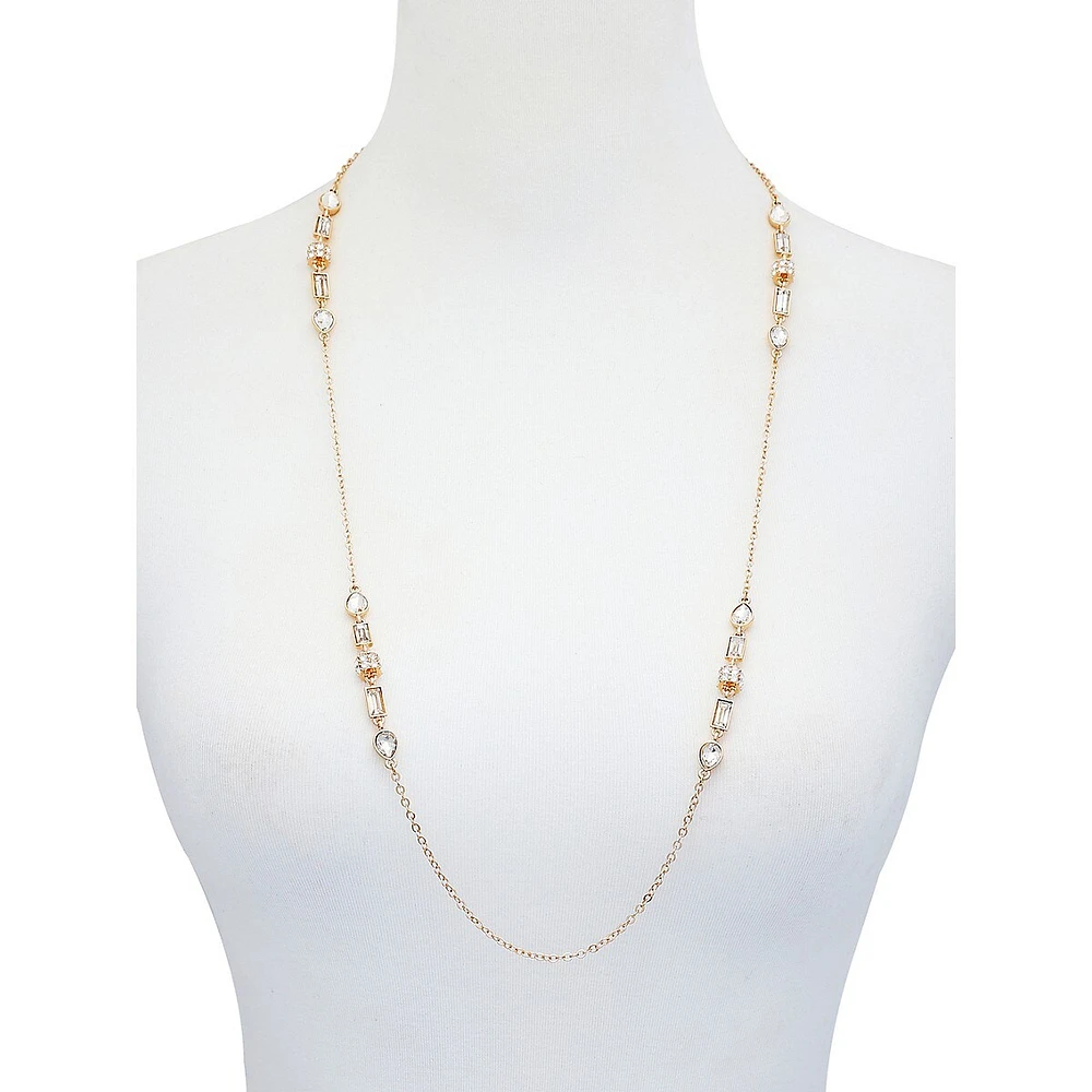 Sophisticated Shine Goldtone & Glass Crystal Station Necklace