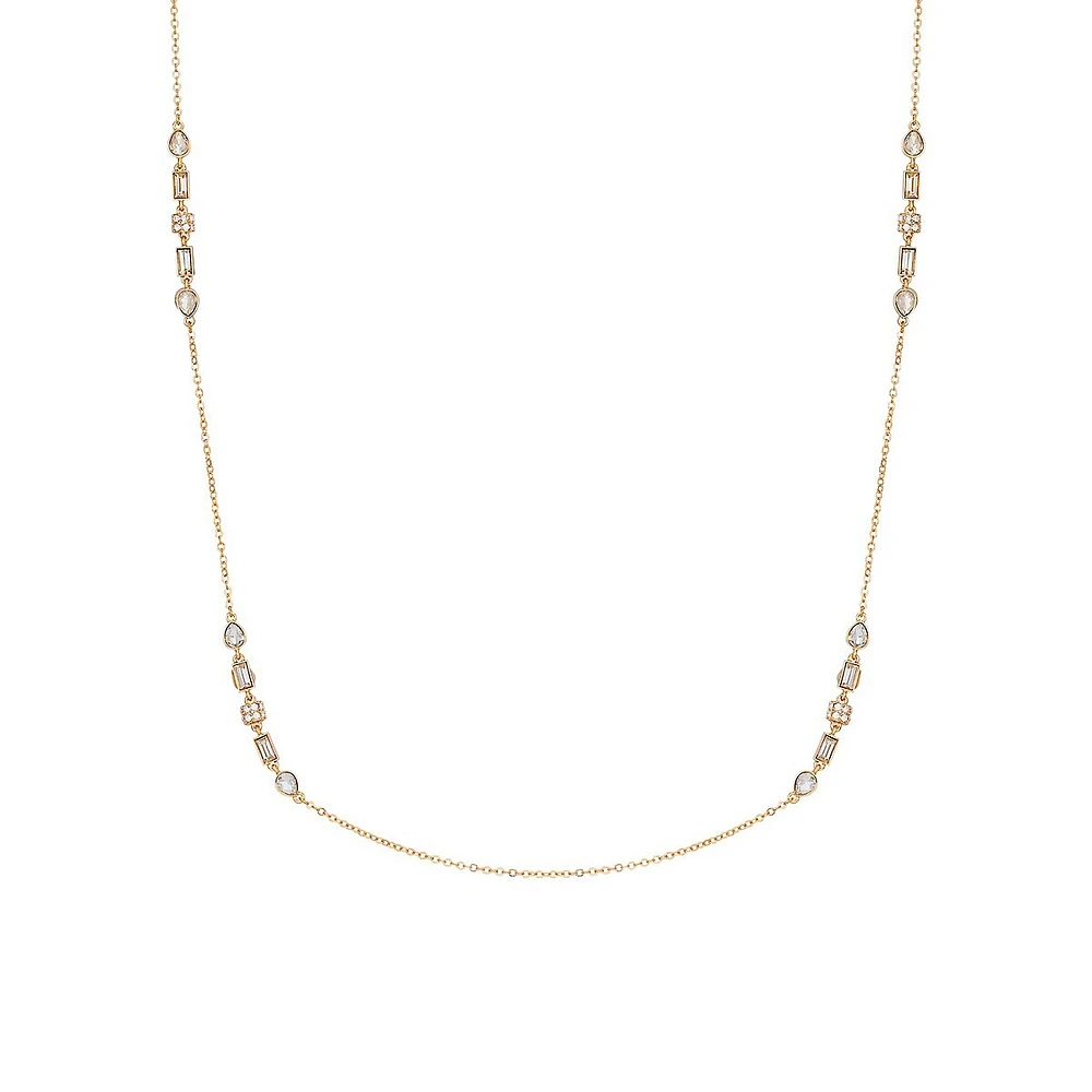 Sophisticated Shine Goldtone & Glass Crystal Station Necklace