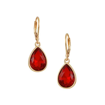 Sophisticated Shine Goldtone and Siam Stone Drop Earrings