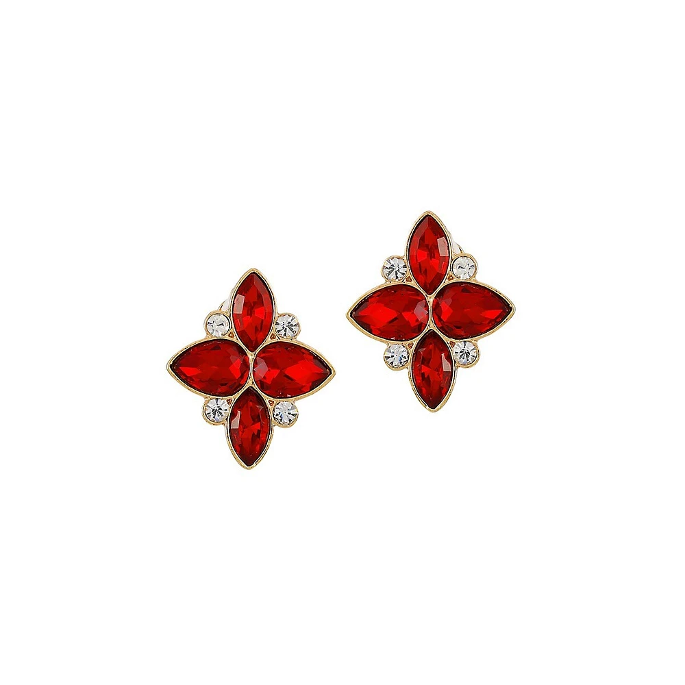 Boucles d'oreilles à pince avec pierres dorées et en verre Sophisticated Shine