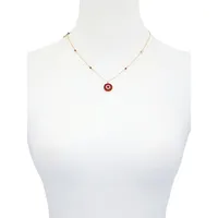 Holiday Sparkle Goldtone and Red Glass Crystal Starburst Pendant Necklace