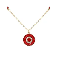 Holiday Sparkle Goldtone and Red Glass Crystal Starburst Pendant Necklace