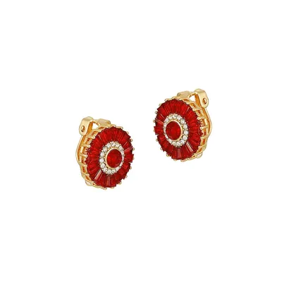 Sophisticated Shine Goldtone and Glass Stone Clip-On Earrings