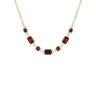 Burgundy Beauty Goldtone and Faux Crystal Necklace