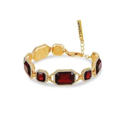 Burgundy Beauty Goldtone and Faux Crystal Line Bracelet