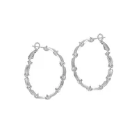 Modern Metals Silvertone Curlique Hoop Earrings