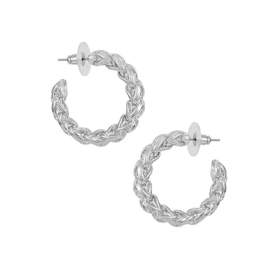 Modern Metals Silvertone Twisted Hoop Earrings