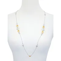 Modern Metals Two-Tone and Glass Crystal Geometric Station Necklace