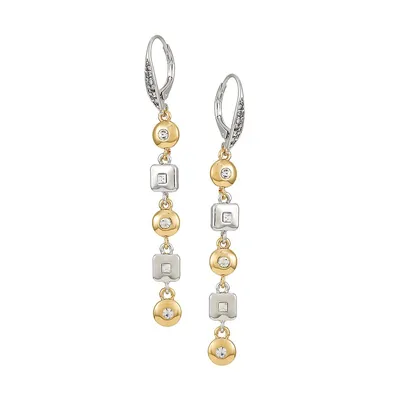 Modern Metals Two-Tone & Glass Crystal Linear Earrings