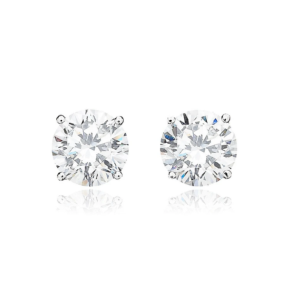 Boutons d'oreilles à zircon cubique en taille brillant de 4,00 ct PT