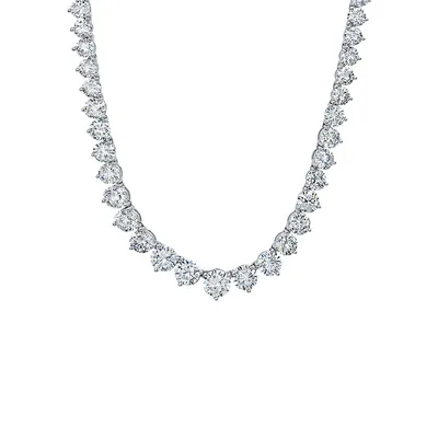 Affordable Luxury Platinum-Finish Sterling Silver & Crystal Graduated Tennis Necklace