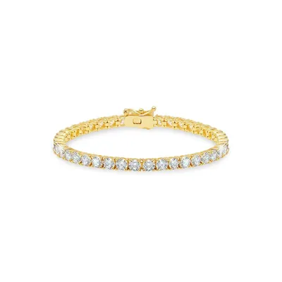 Affordable Luxury 18K Goldplated Sterling Silver & Round Cut Cubic Zirconia Tennis Bracelet