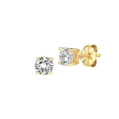 Boucles d'oreilles dorées en argent sterling 18 carats avec cristaux Affordable Luxury