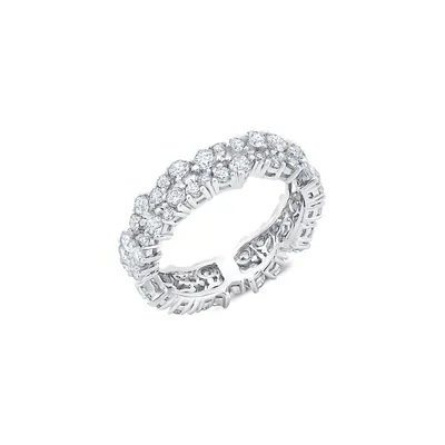 Affordable Luxury Platinum-Finish Sterling Silver & Cubic Zirconia Cluster Eternity Ring