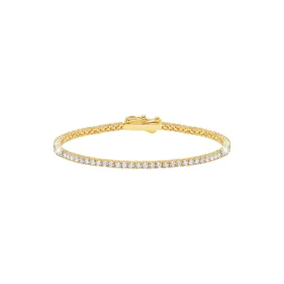 Bracelet tennis en argent sterling plaqué or et cristal Affordable Luxury