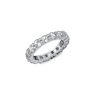 Affordable Luxury Platinum-Finish Sterling Silver & Crystal Eternity Ring
