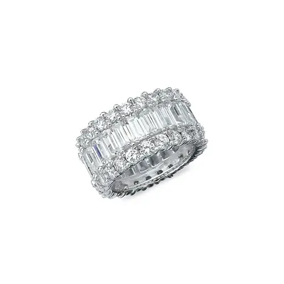Affordable Luxury Platinum-Finish Sterling Silver & Cubic Zirconia Baguette Eternity Ring
