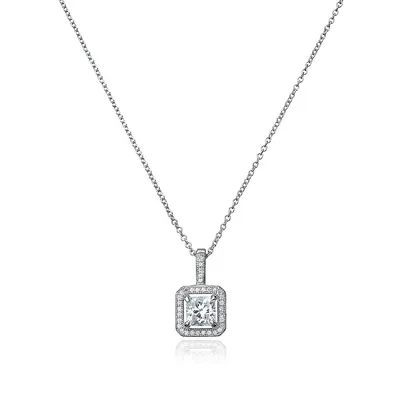 Sterling Silver & Faceted Cubic Zirconia Pendant Necklace