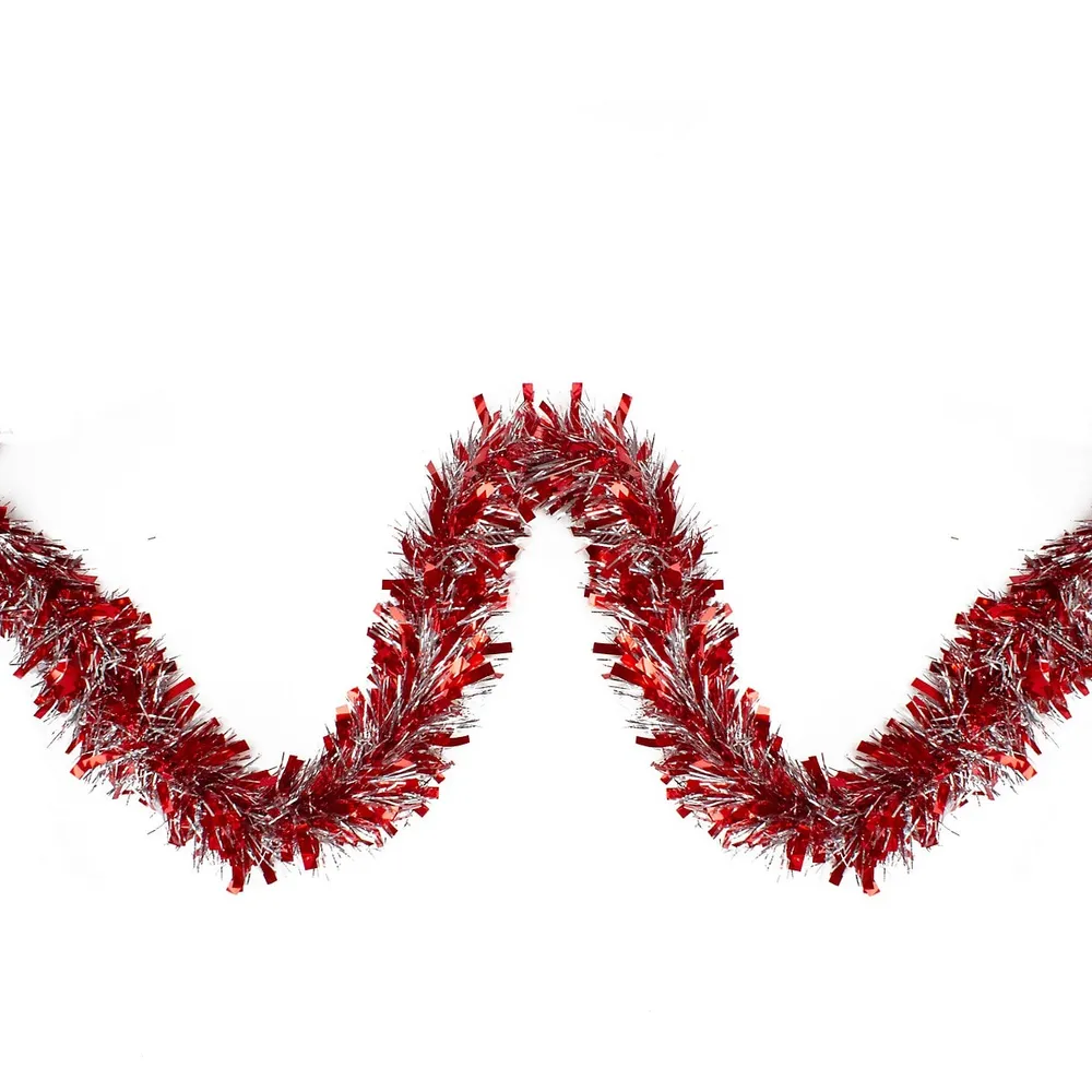 12' x 3 Iridescent & Snowblush Wide Cut Tinsel Christmas Garland - Unlit