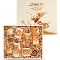 Bath Gift Set - Almond Milk & Honey Spa - With Handmade Oatmeal Soap & More