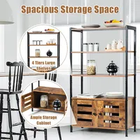 Industrial Storage Cabinet Bookshelf Bookcase Bathroom Floor Cabinet W/3 Shelves