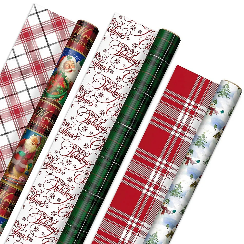 Red and White Merry Christmas Holiday Wrapping Paper Roll