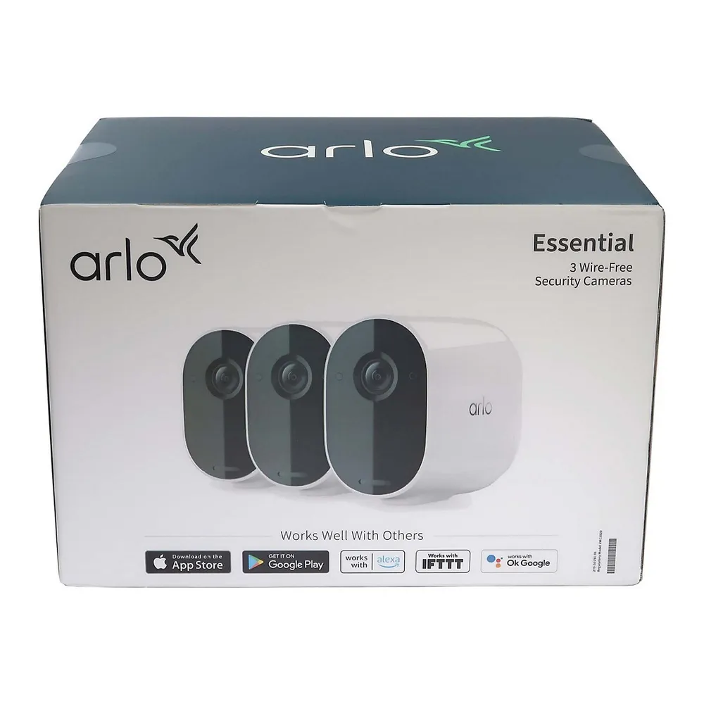 Arlo Essential Camera - 3 Pack, Wireless Security,1080p Video - VMC2320W 