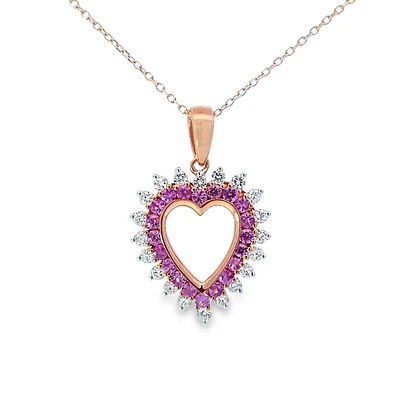 10k Gold Natural Sapphire & Canadian Diamond Heart Pendant