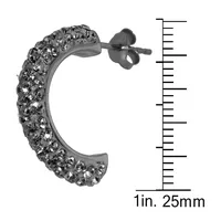Sterling Silver Black Diamond Crystal "j" 15mm Rhodium Plate Stud Earring